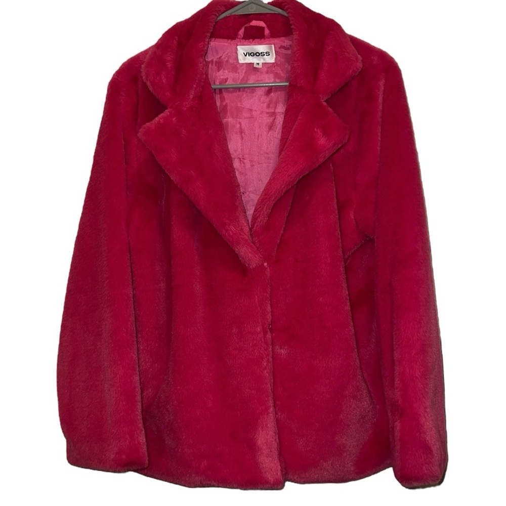Vigoss Hot Pink Faux Fur Teddy Jacket- Size M- NWOT - Picture 3 of 8